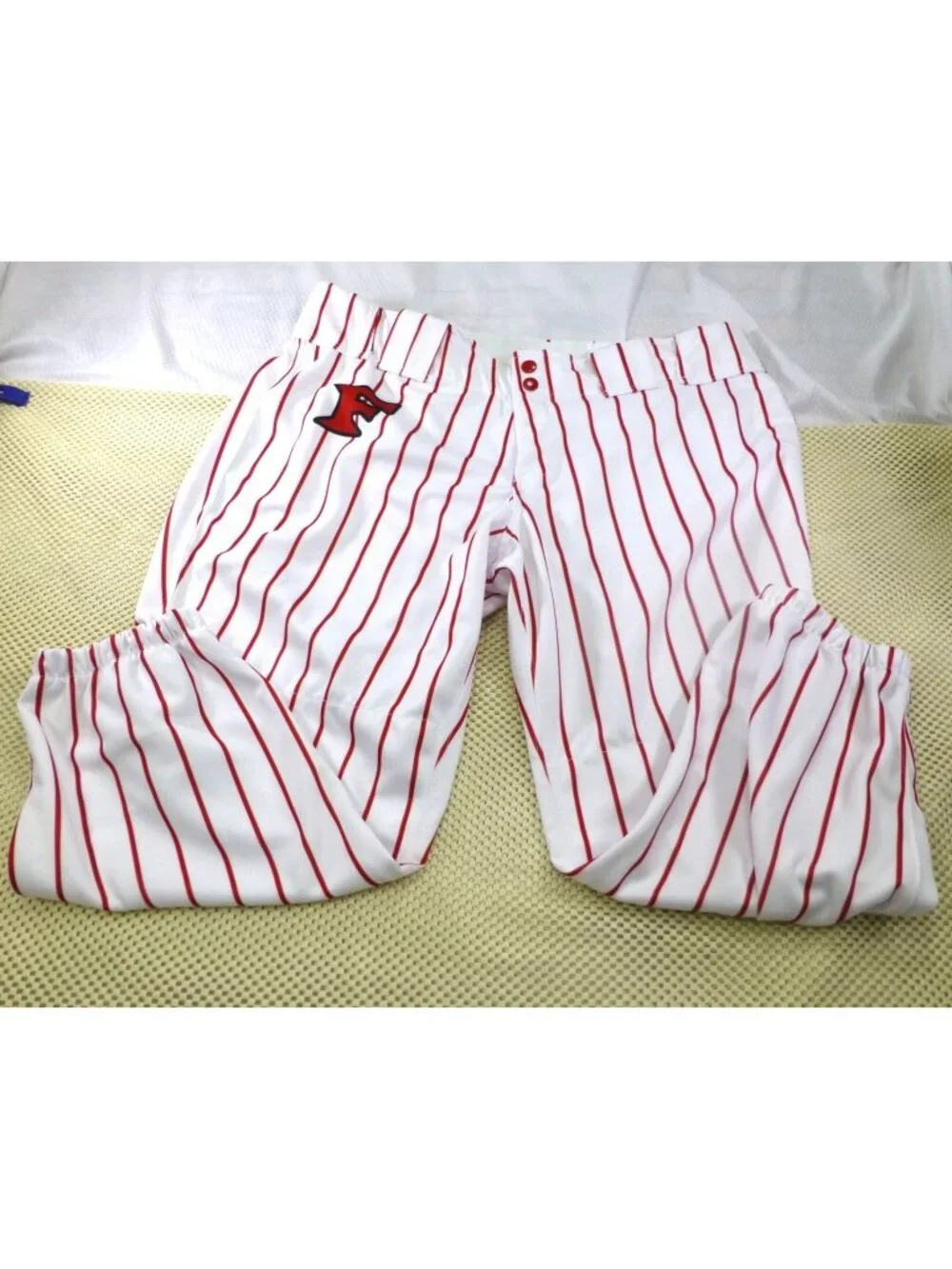Boombah Mens Baseball Pants White & Red Pinstripe Sz 38 